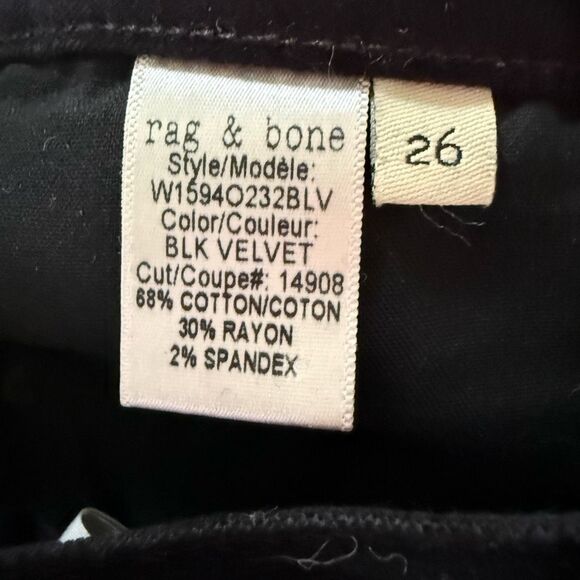 Rag & Bone 10" Crop Flare Black Velvet Pants $200 26 - Picture 9 of 10